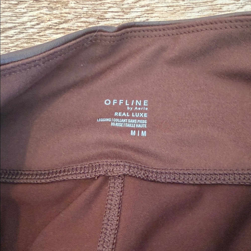 NEW! Offline by Aerie Real Luxe Faux Leather Leggings Size M in Chocolate - Picture 7 of 9